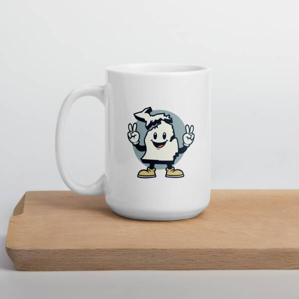 Mr. Michigan White Glossy Mug - Image 7