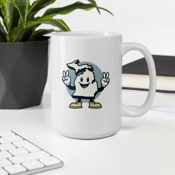 Mr. Michigan White Glossy Mug - Image 8